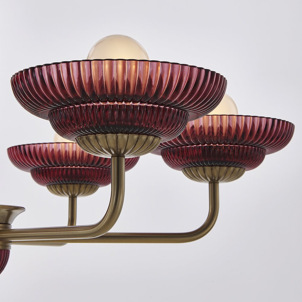 Verde 40-in 6 Light (40-watt) Satin Brass Chandelier. Picture 8