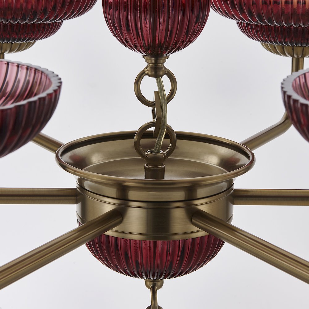 Verde 40-in 6 Light (40-watt) Satin Brass Chandelier. Picture 9