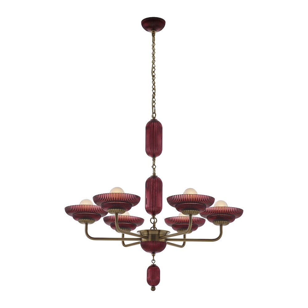 Verde 40-in 6 Light (40-watt) Satin Brass Chandelier. Picture 2