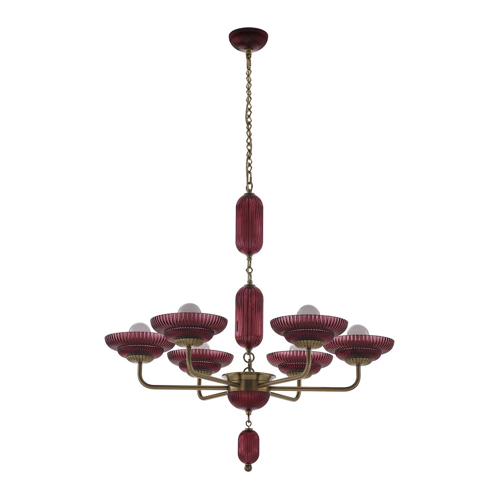 Verde 40-in 6 Light (40-watt) Satin Brass Chandelier. Picture 10