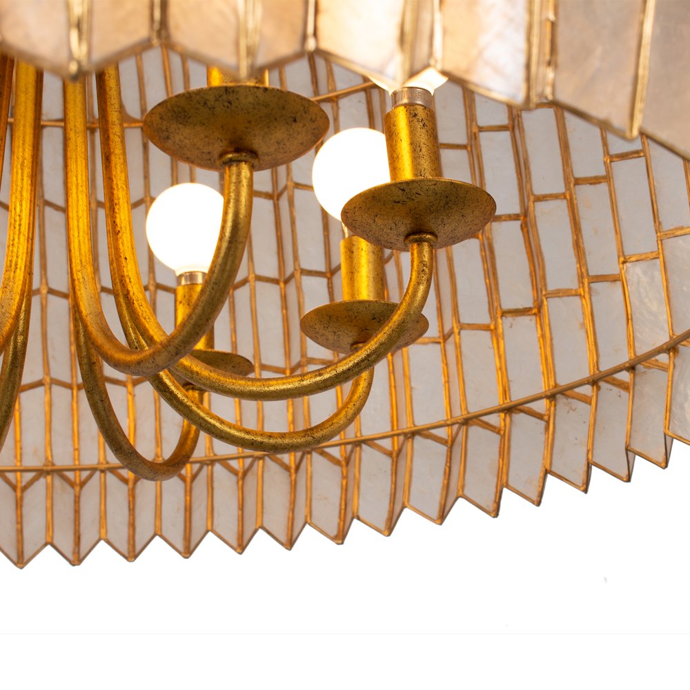 Fractal 28-in 8 Light (40-watt) Oxidized Gold Leaf Chandelier. Picture 12