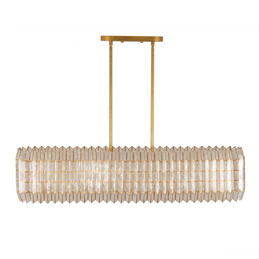 Fractal 52-in 10 Light (40-watt) Oxidized Gold Leaf Linear Pendant. Picture 3