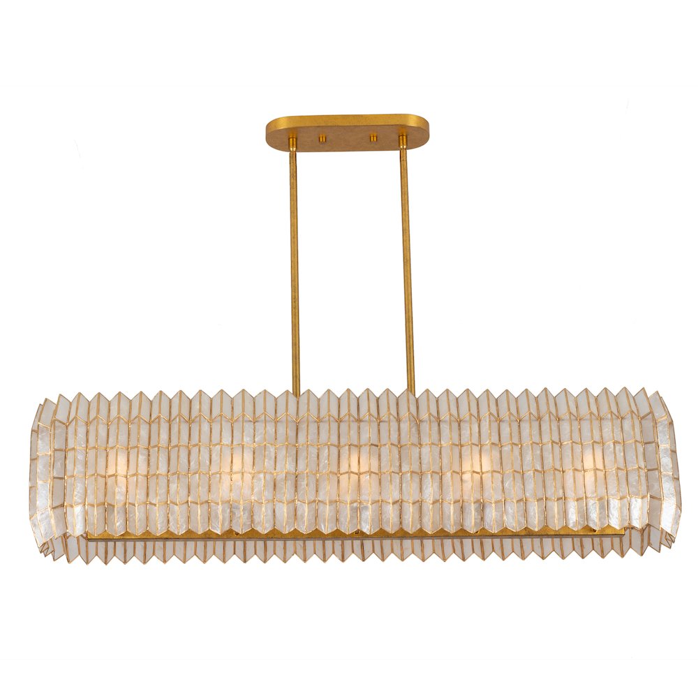Fractal 52-in 10 Light (40-watt) Oxidized Gold Leaf Linear Pendant. Picture 5