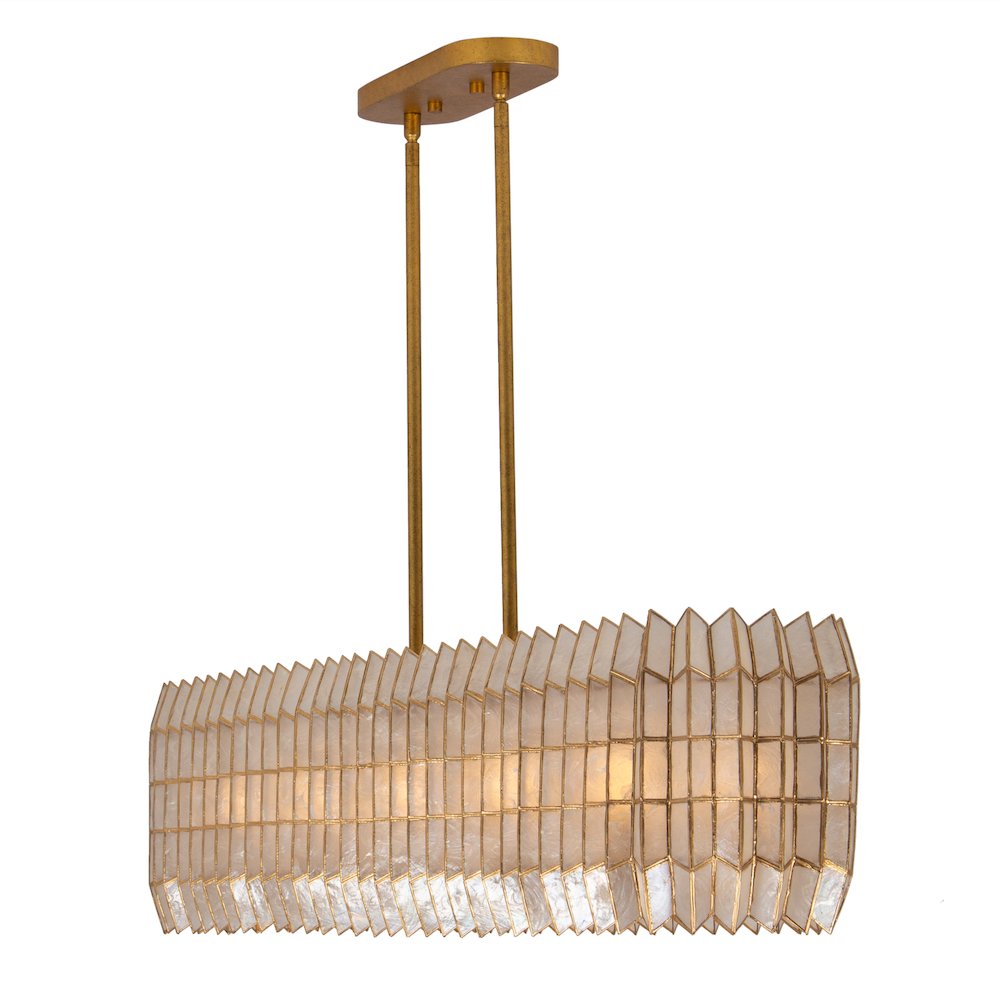 Fractal 52-in 10 Light (40-watt) Oxidized Gold Leaf Linear Pendant. Picture 6