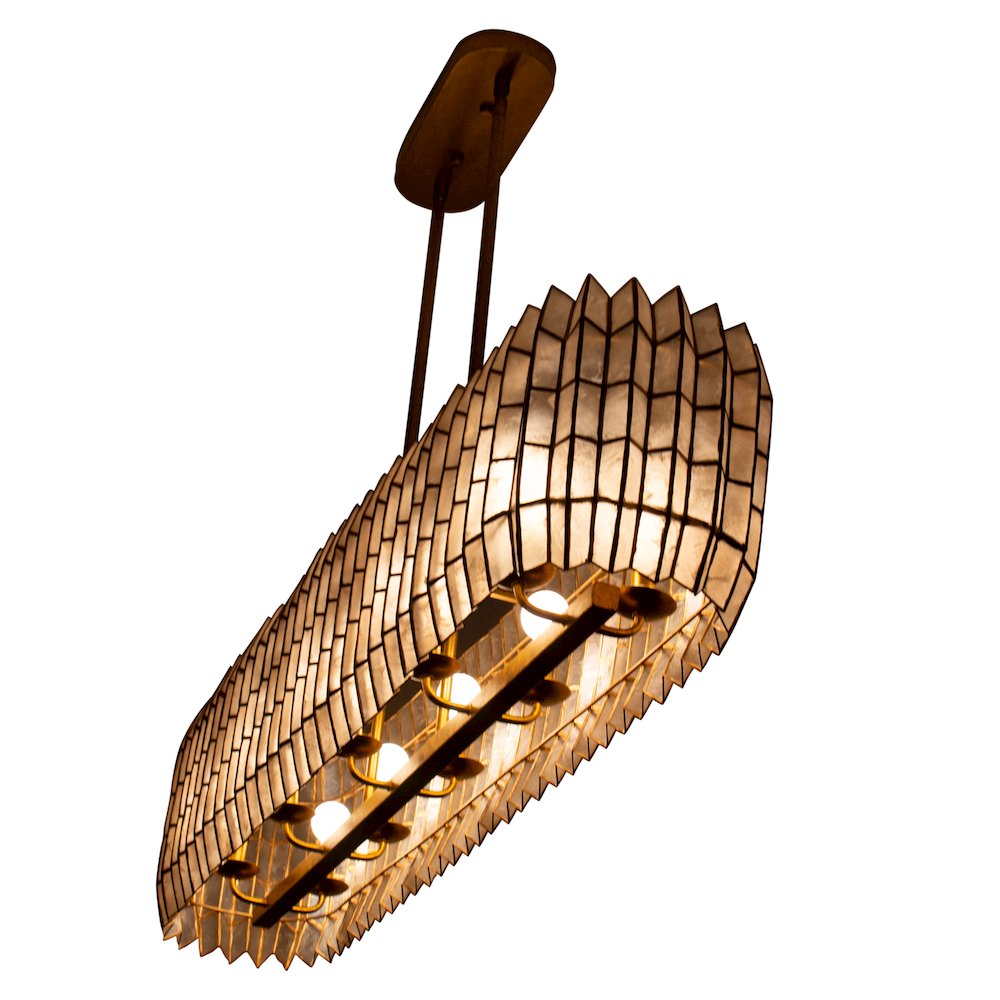 Fractal 52-in 10 Light (40-watt) Oxidized Gold Leaf Linear Pendant. Picture 11