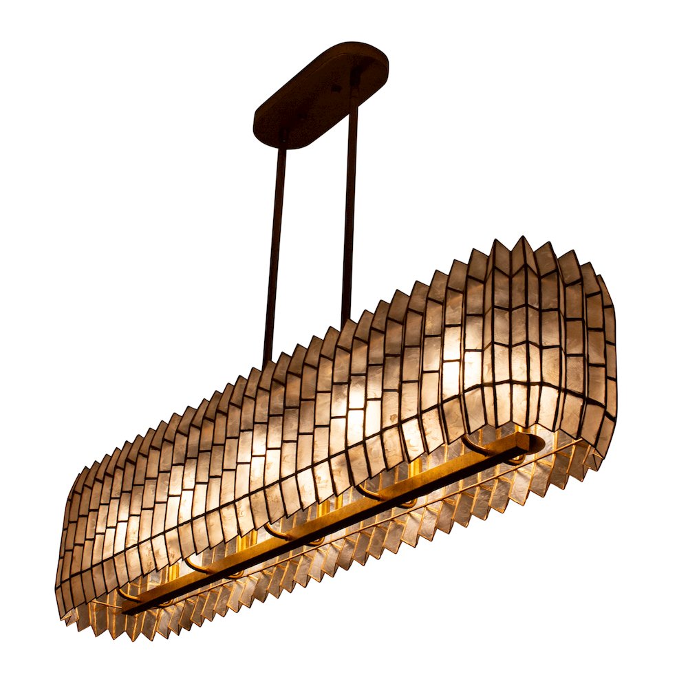 Fractal 52-in 10 Light (40-watt) Oxidized Gold Leaf Linear Pendant. Picture 12