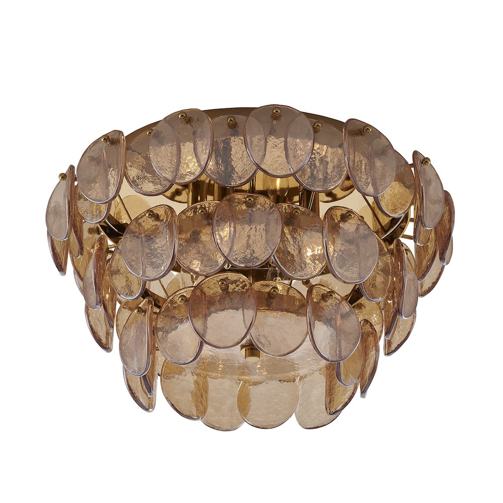Uroko 19.75-in 4 Light (40-watt) Polished Winter Brass Flush Mount. Picture 1