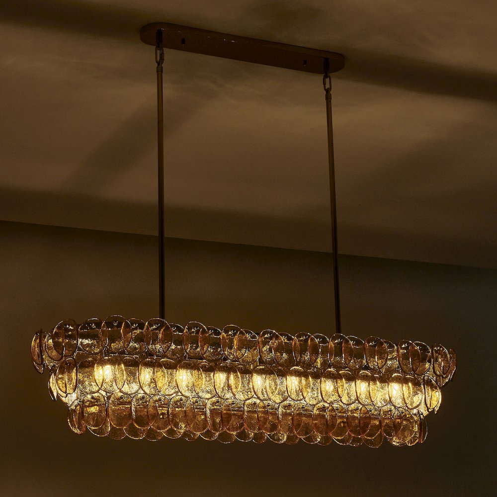 Uroko 49.5-in 9 Light (40-watt) Polished Winter Brass Linear Pendant. Picture 9