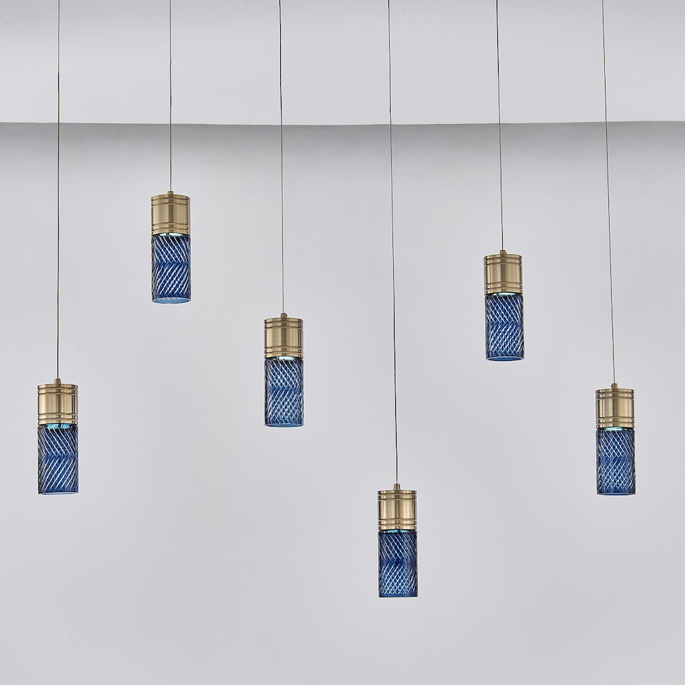 Kiriko 48-in (36-watt) LED Winter Brass Linear Pendant. Picture 9