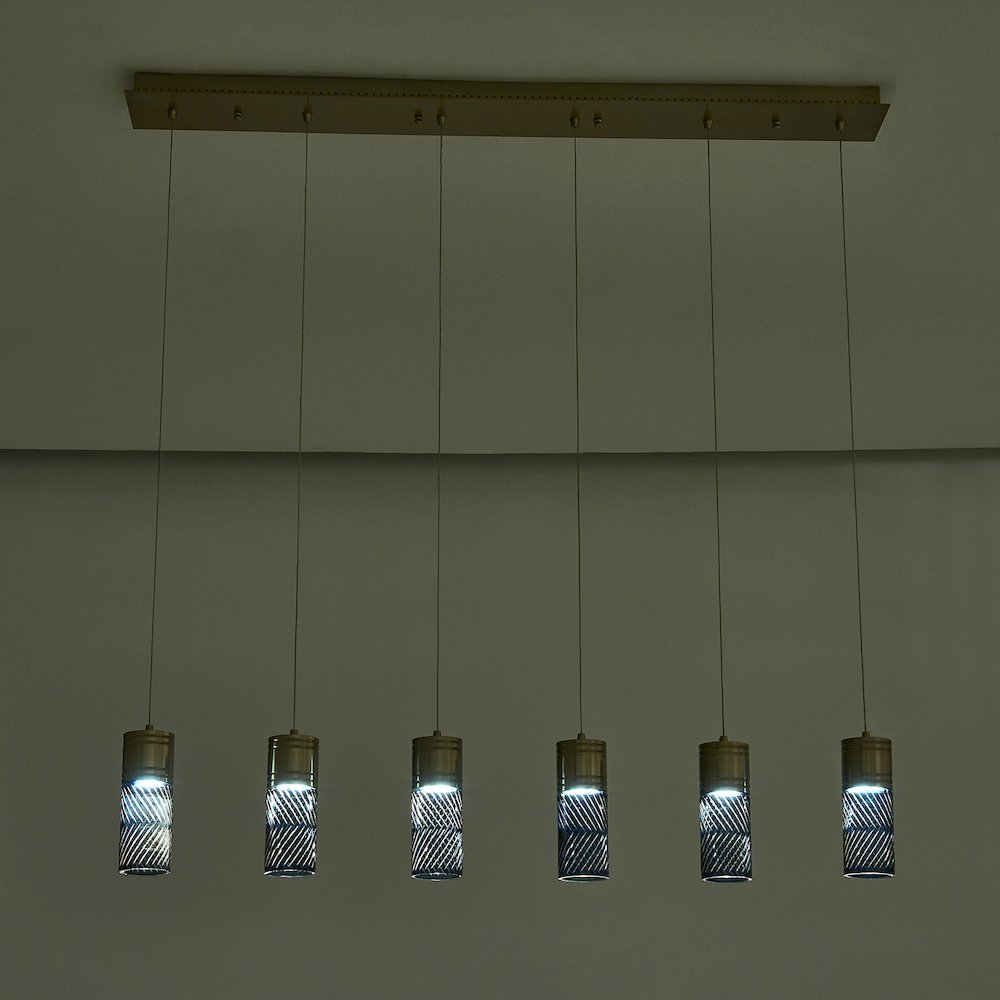 Kiriko 48-in (36-watt) LED Winter Brass Linear Pendant. Picture 10
