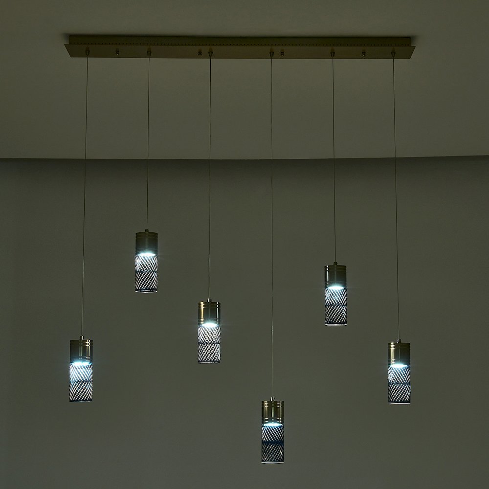 Kiriko 48-in (36-watt) LED Winter Brass Linear Pendant. Picture 11