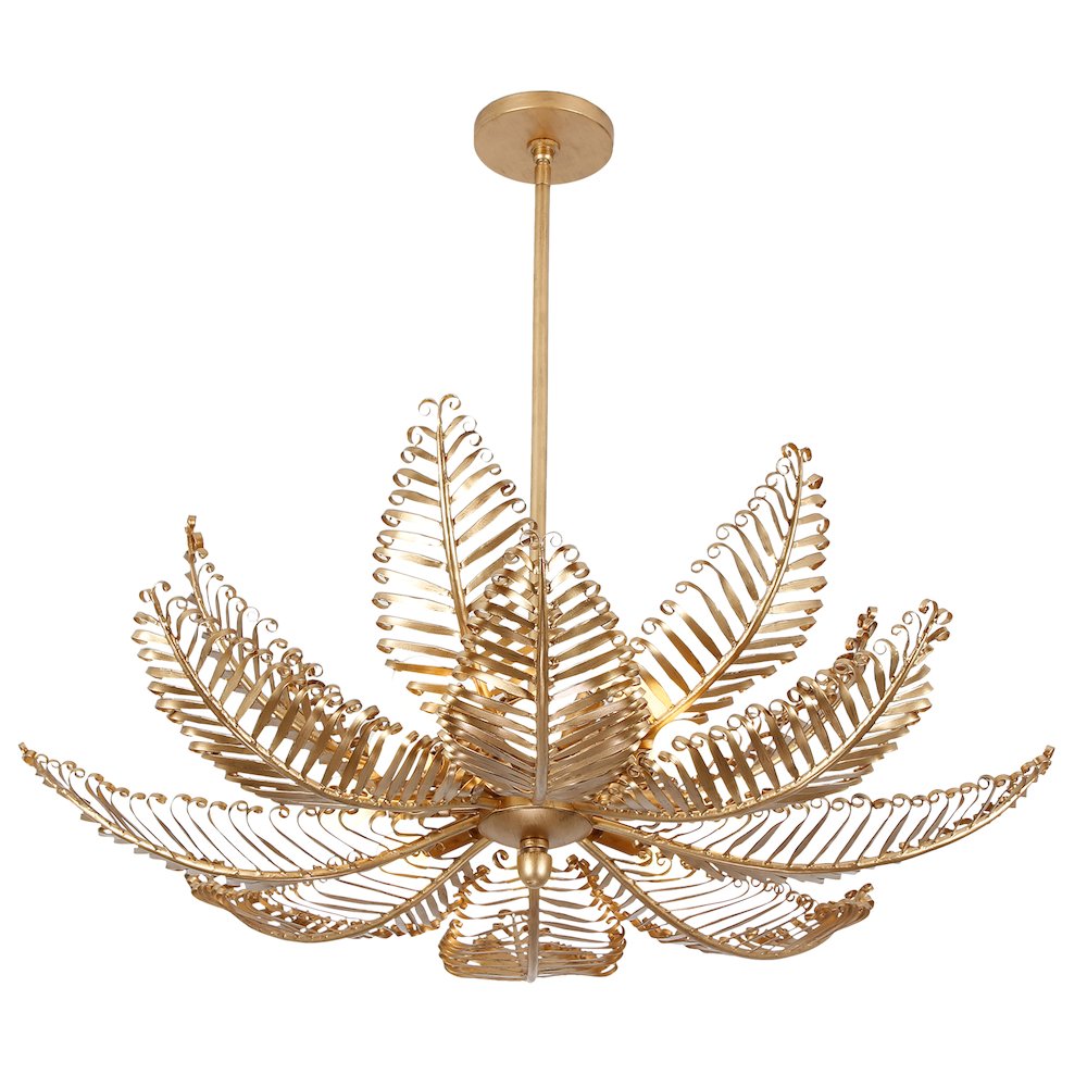 Fern 36-in 14 Light (40-watt) Modern Gold Chandelier. Picture 6