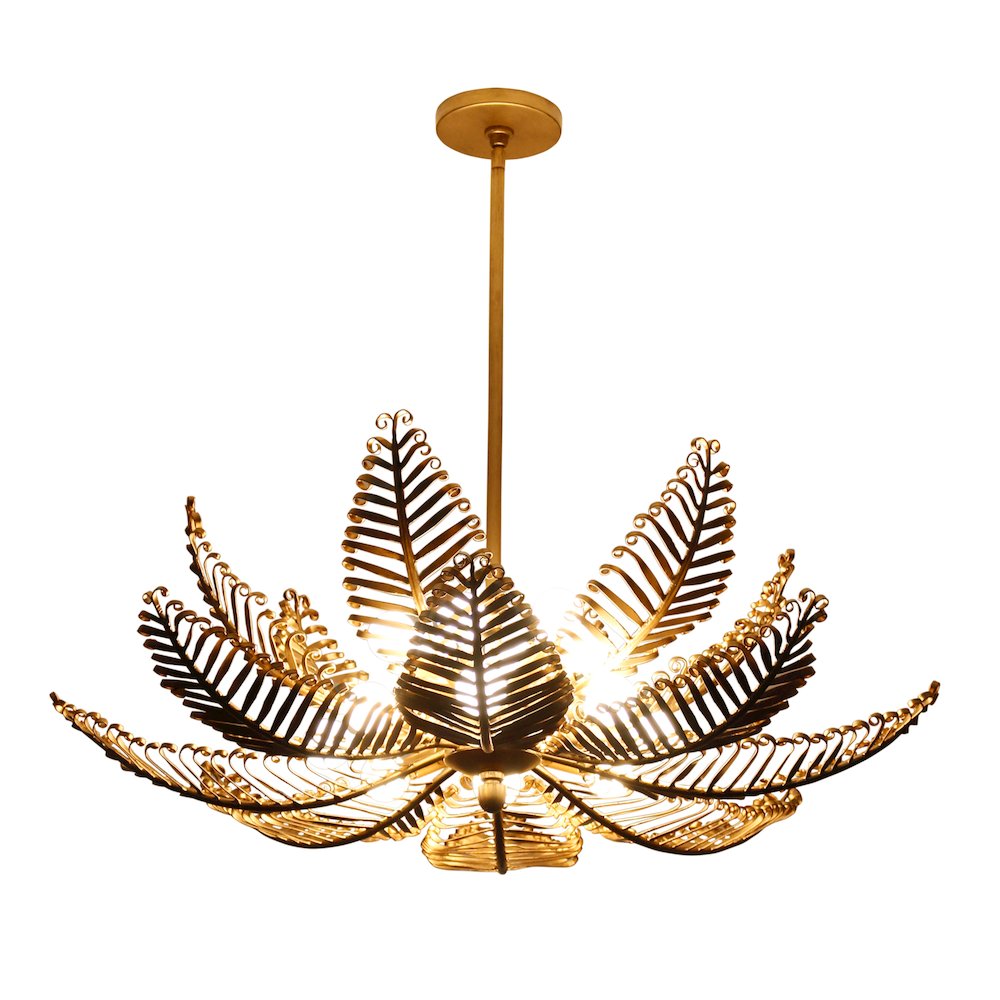Fern 36-in 14 Light (40-watt) Modern Gold Chandelier. Picture 9
