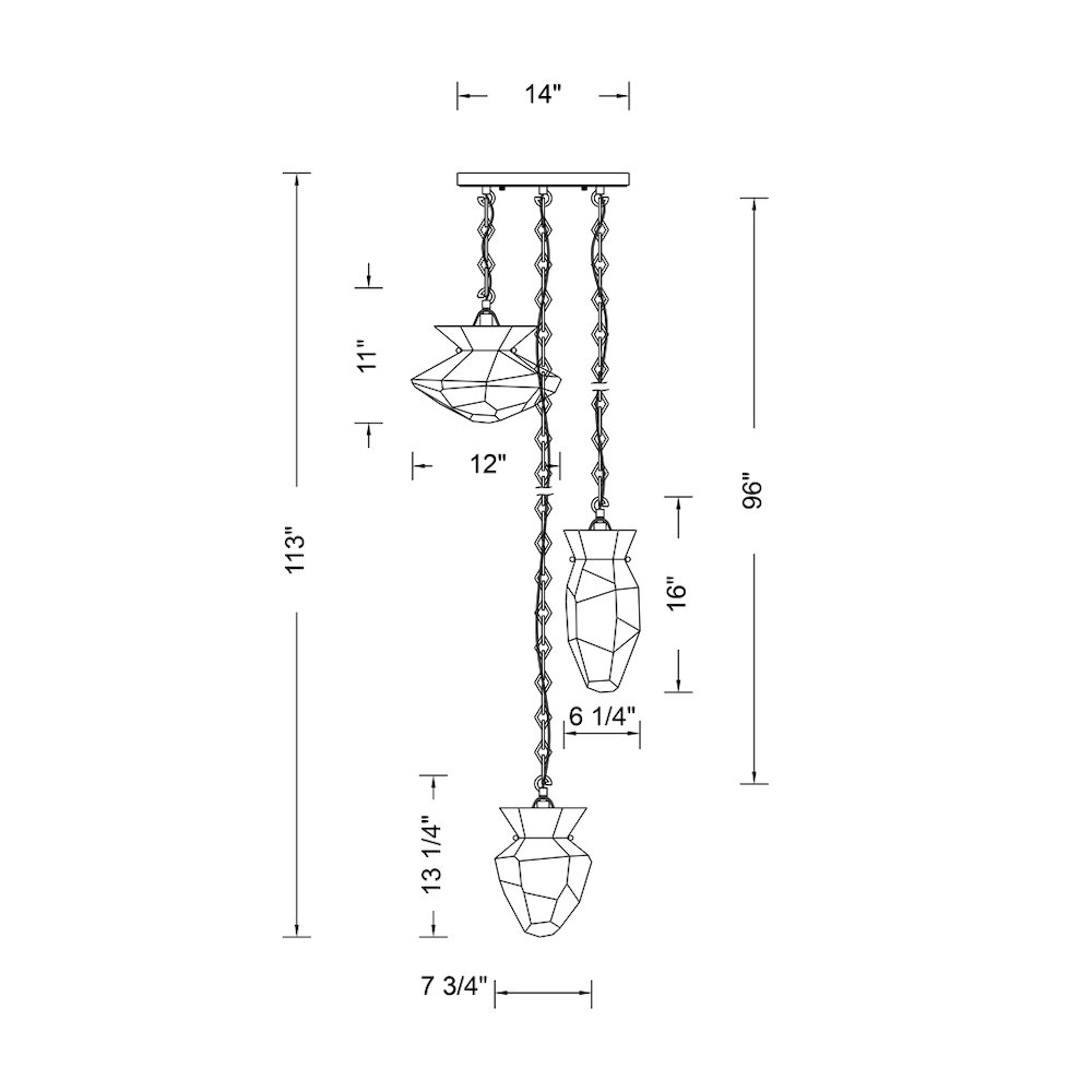 Bolsa 21.25-in 3 Light (40-watt) Winter Brass Chandelier. Picture 3