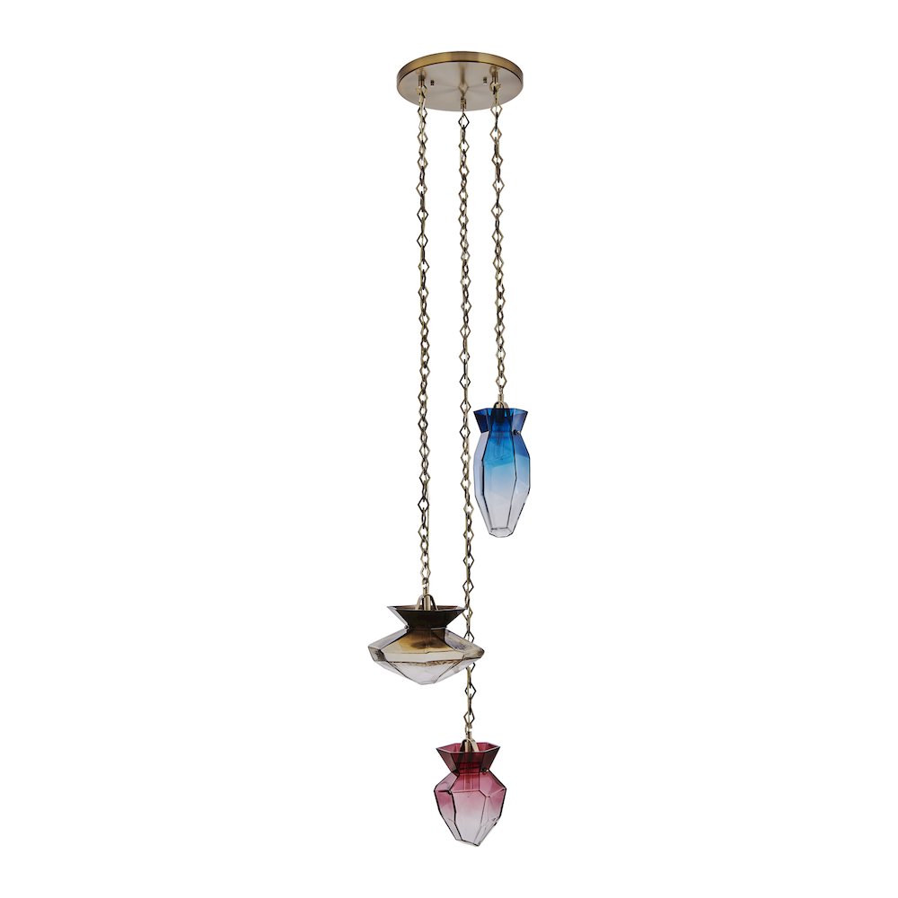 Bolsa 21.25-in 3 Light (40-watt) Winter Brass Chandelier. Picture 2