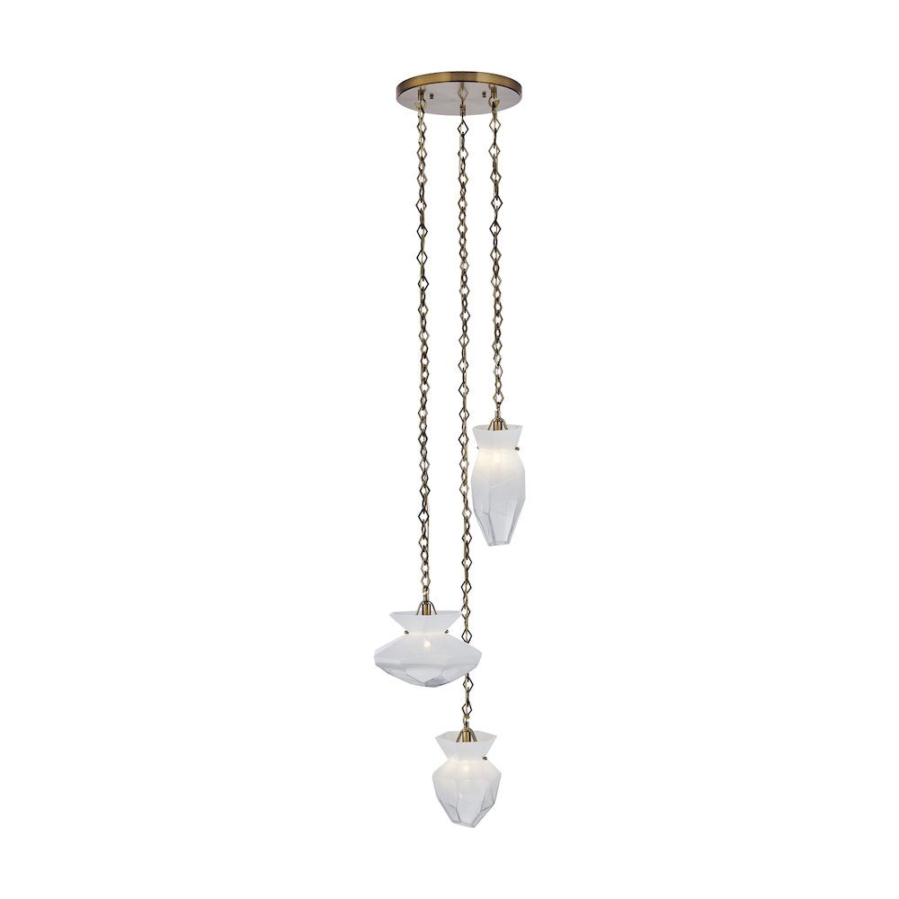 Bolsa 21.25-in 3 Light (40-watt) Winter Brass Chandelier. Picture 1