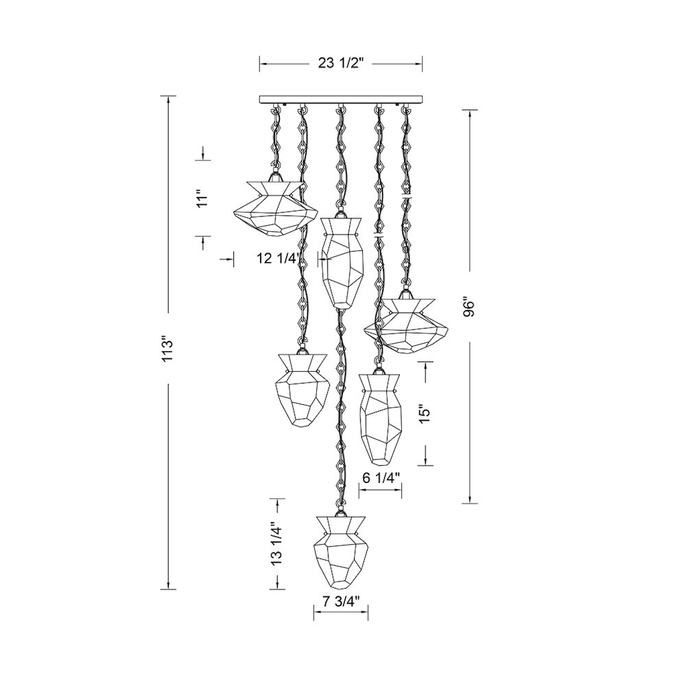 Bolsa 31-in 6 Light (40-watt) Winter Brass Chandelier. Picture 2