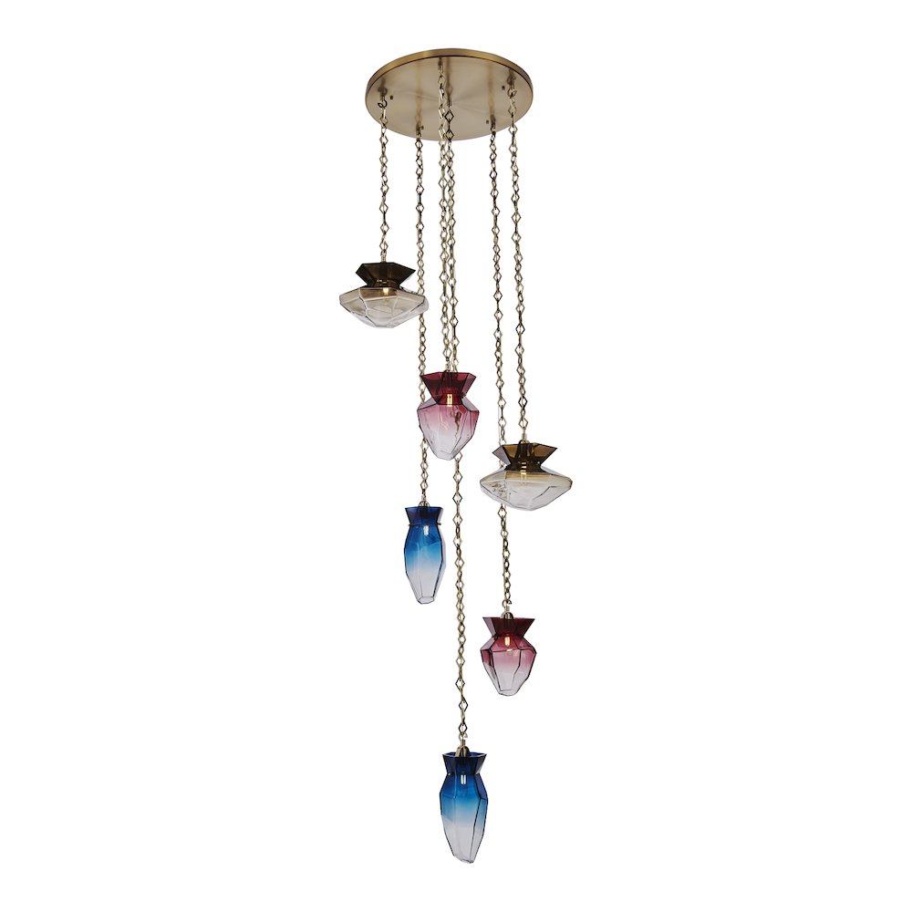 Bolsa 31-in 6 Light (40-watt) Winter Brass Chandelier. Picture 1