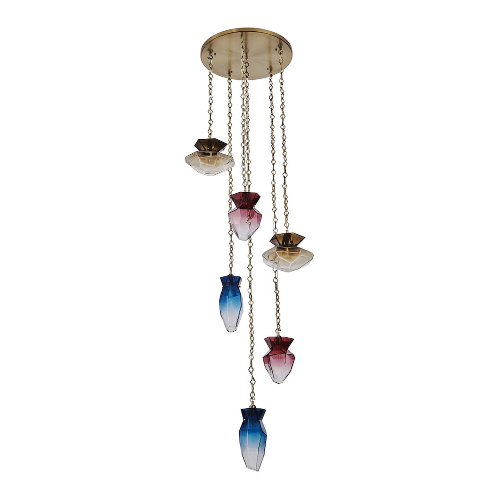 Bolsa 31-in 6 Light (40-watt) Winter Brass Chandelier. Picture 5