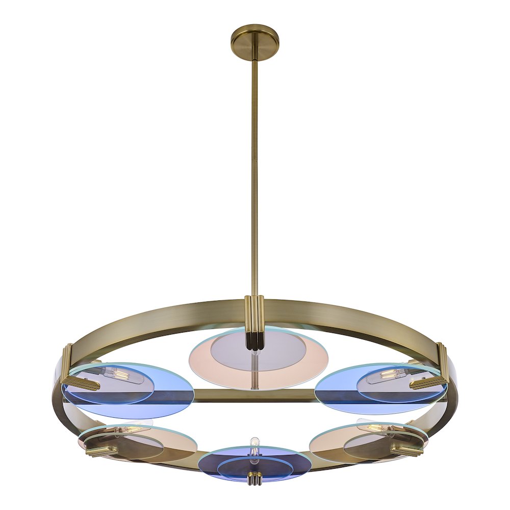 Optics 36-in 6 Light (6-watt) Winter Brass Chandelier. Picture 3