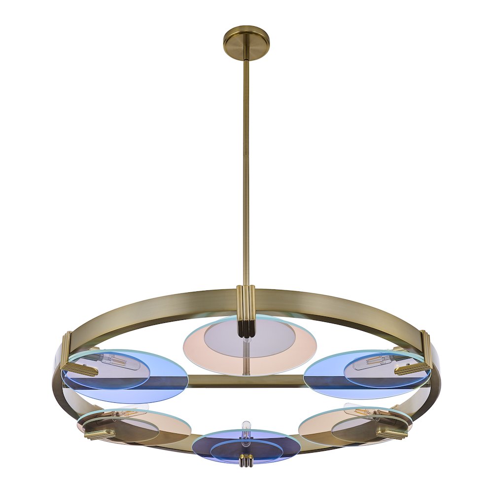 Optics 36-in 6 Light (6-watt) Winter Brass Chandelier. Picture 4