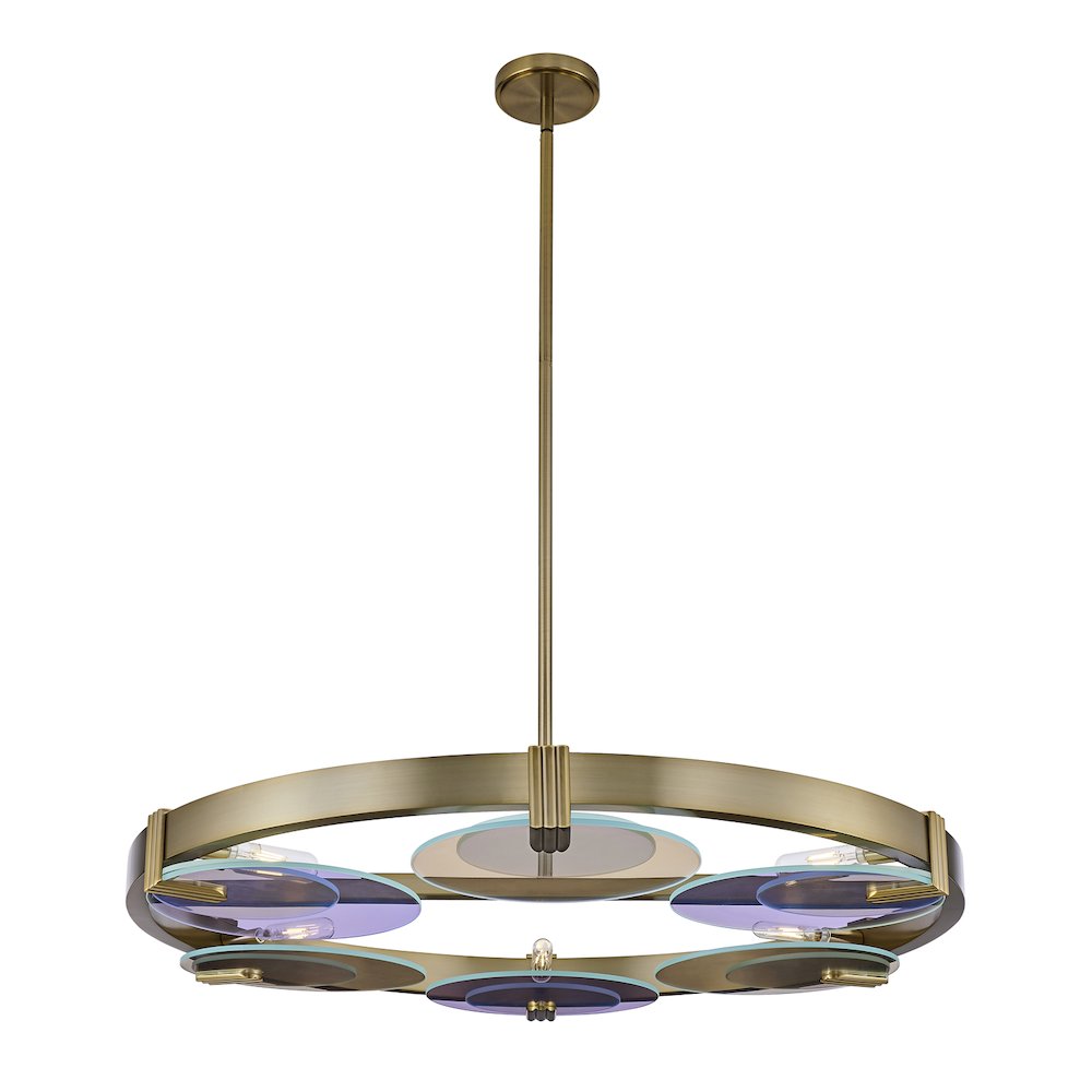 Optics 36-in 6 Light (6-watt) Winter Brass Chandelier. Picture 6