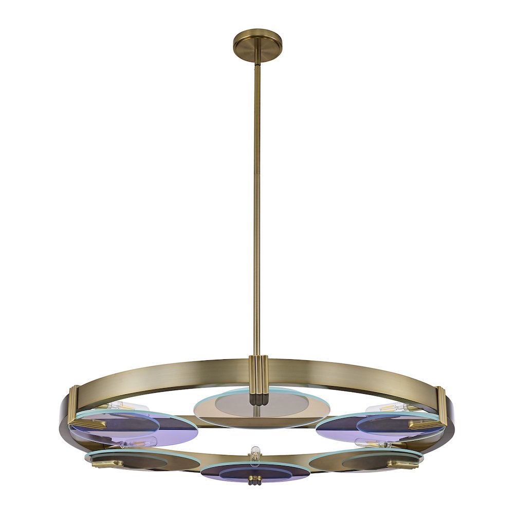 Optics 36-in 6 Light (6-watt) Winter Brass Chandelier. Picture 7