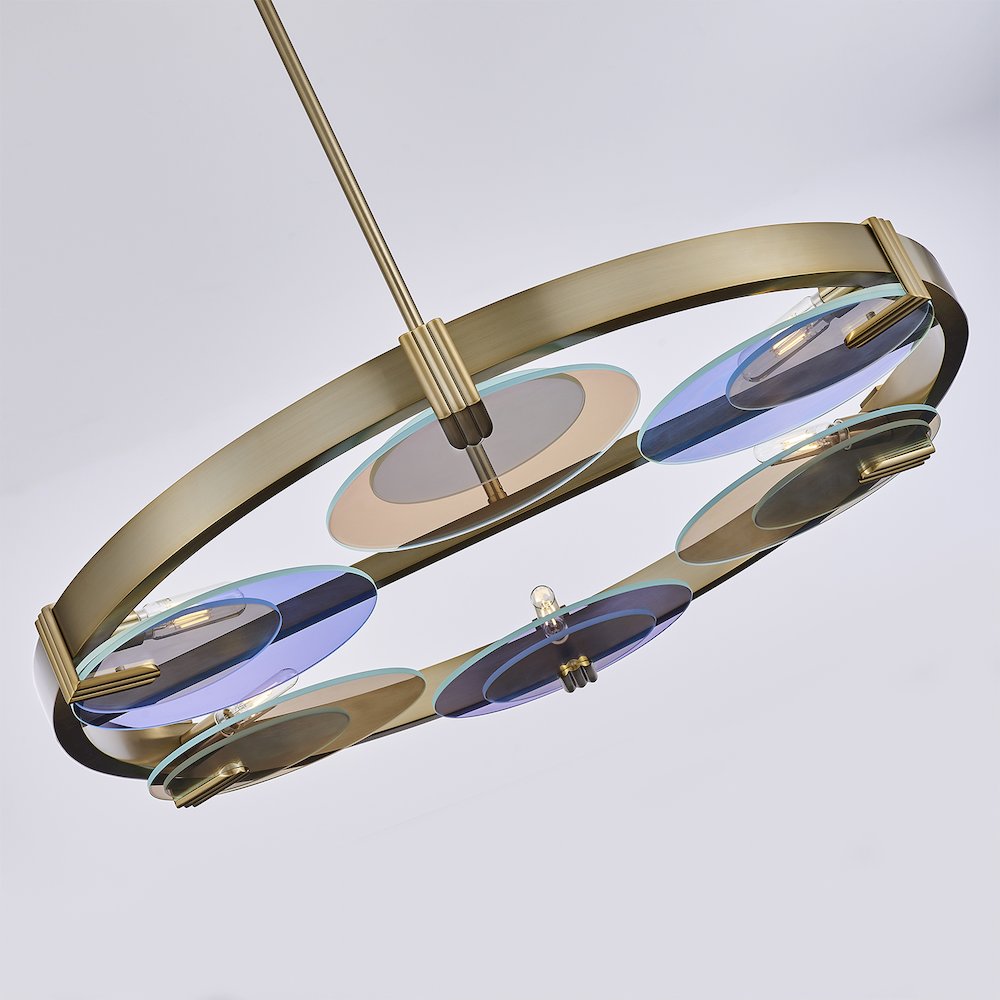 Optics 36-in 6 Light (6-watt) Winter Brass Chandelier. Picture 10