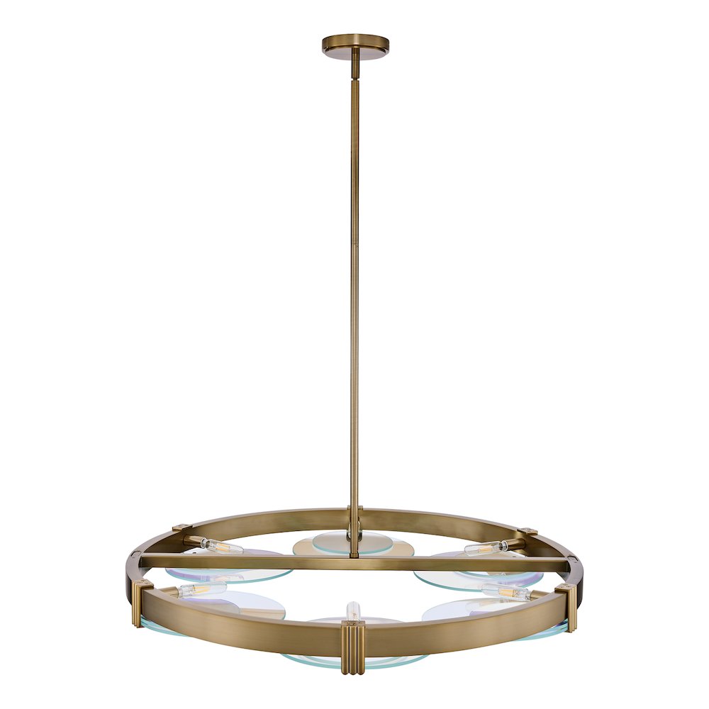 Optics 36-in 6 Light (6-watt) Winter Brass Chandelier. Picture 19