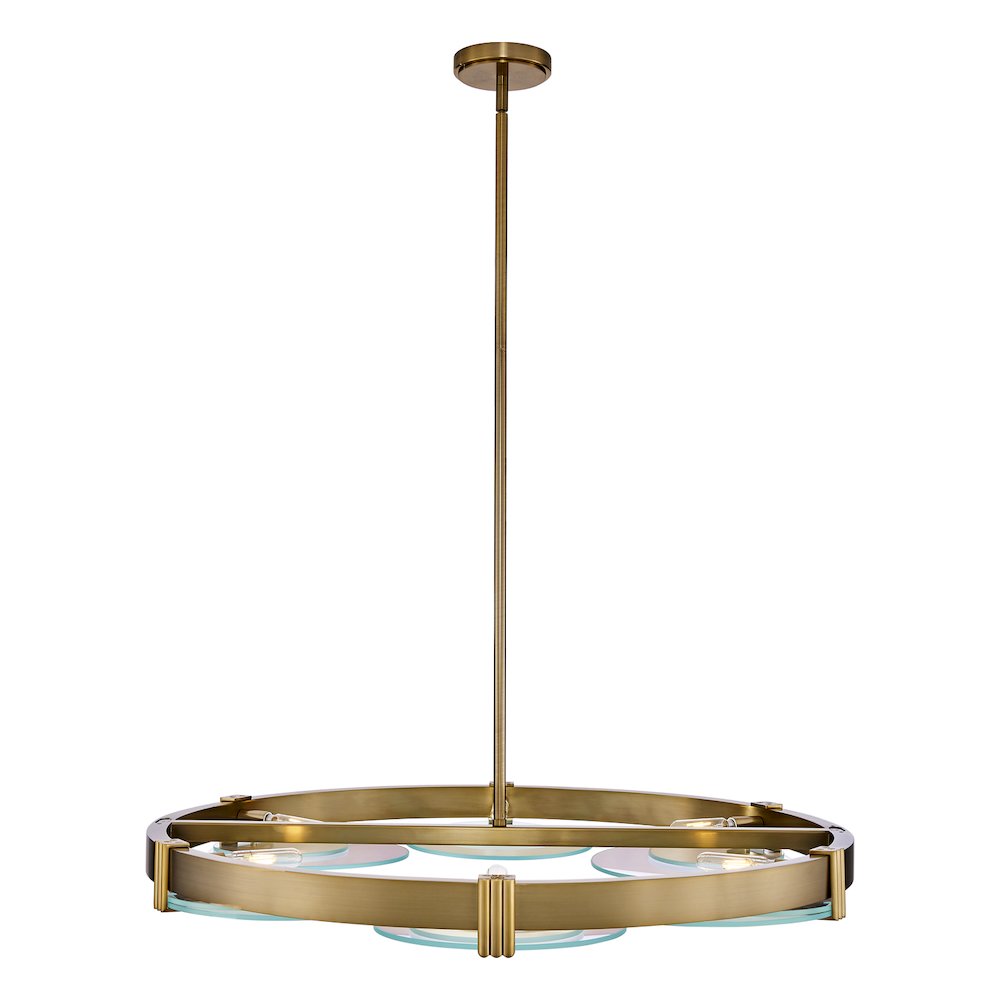Optics 36-in 6 Light (6-watt) Winter Brass Chandelier. Picture 21
