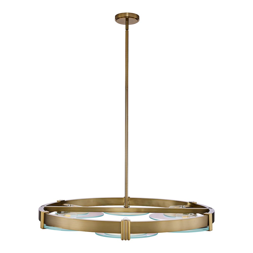 Optics 36-in 6 Light (6-watt) Winter Brass Chandelier. Picture 22