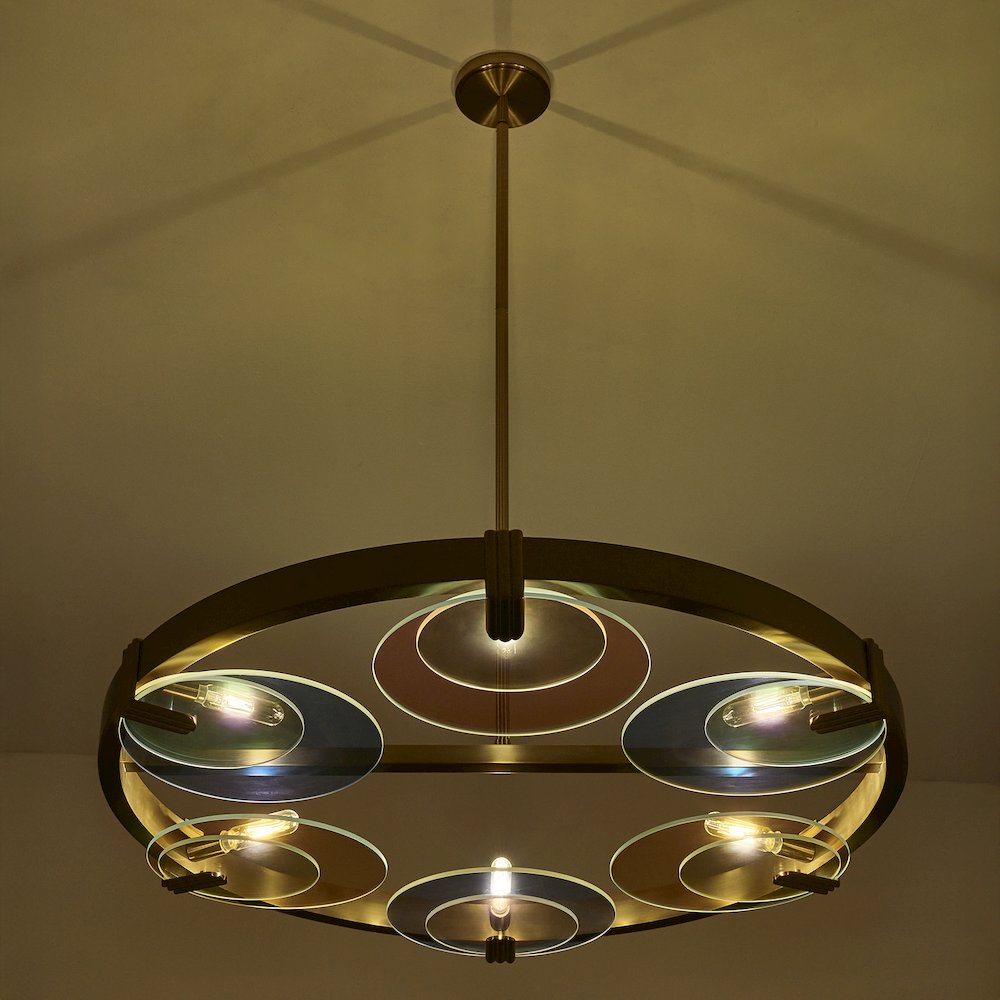 Optics 36-in 6 Light (6-watt) Winter Brass Chandelier. Picture 23