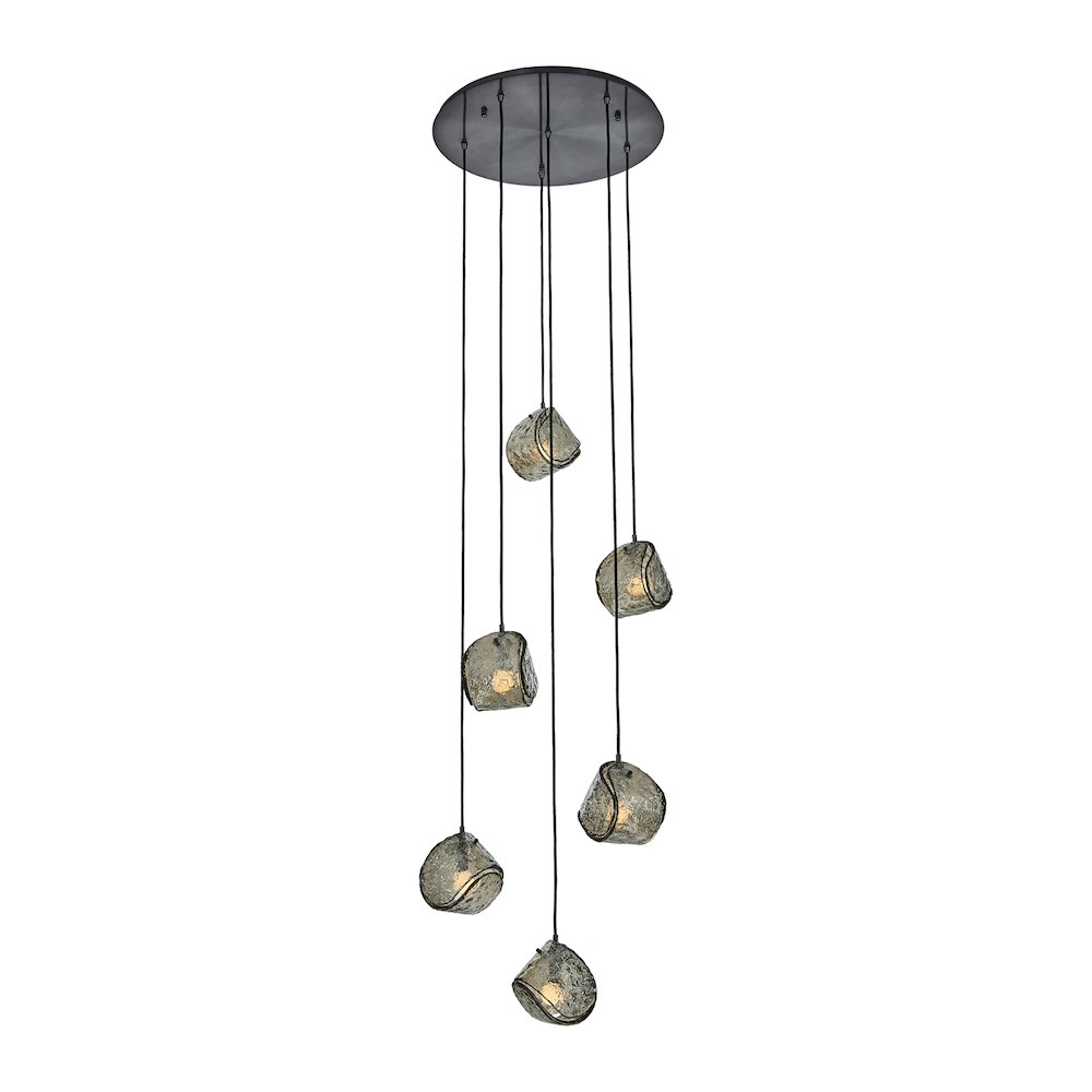 Pallina 24-in 6 Light (40-watt) Satin Black Nickel Chandelier. Picture 1