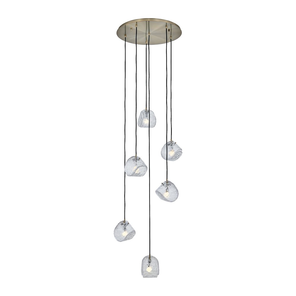 Pallina 24-in 6 Light (40-watt) Winter Brass Chandelier. Picture 1