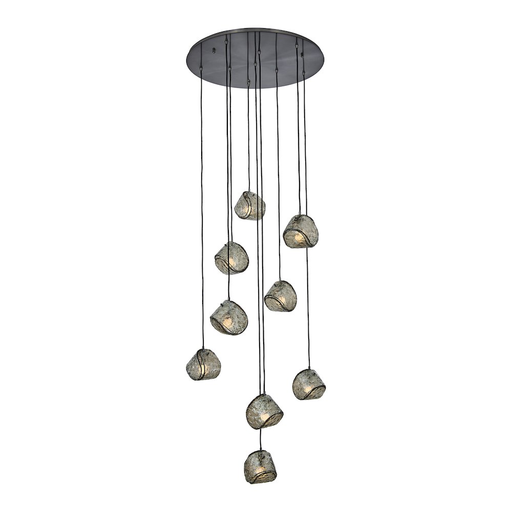 Pallina 32-in 9 Light (40-watt) Satin Black Nickel Chandelier. Picture 1