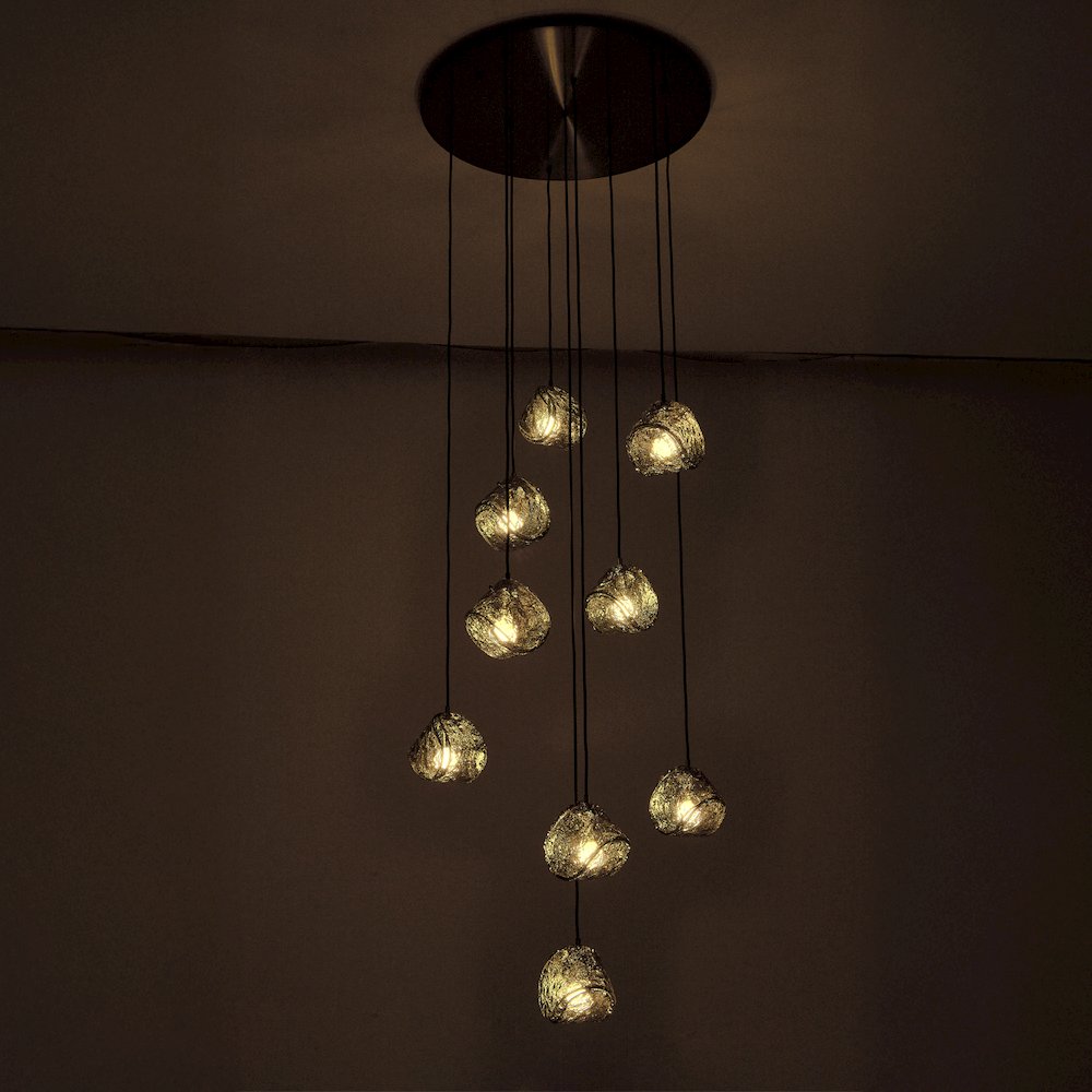 Pallina 32-in 9 Light (40-watt) Satin Black Nickel Chandelier. Picture 9