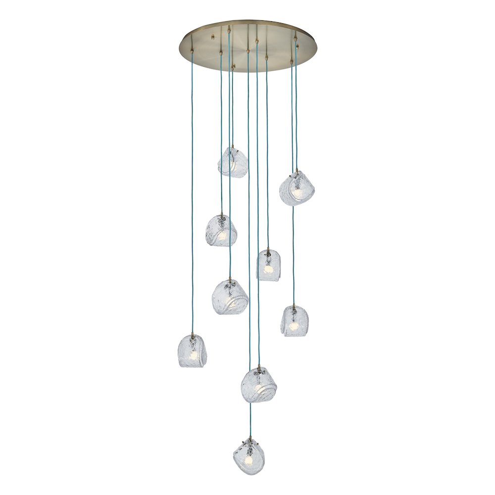 Pallina 32-in 9 Light (40-watt) Winter Brass Chandelier. Picture 1