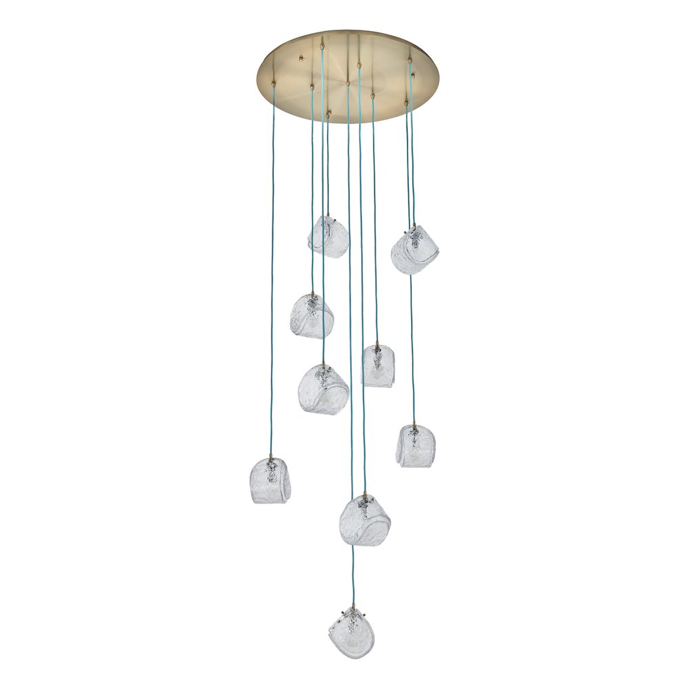 Pallina 32-in 9 Light (40-watt) Winter Brass Chandelier. Picture 3