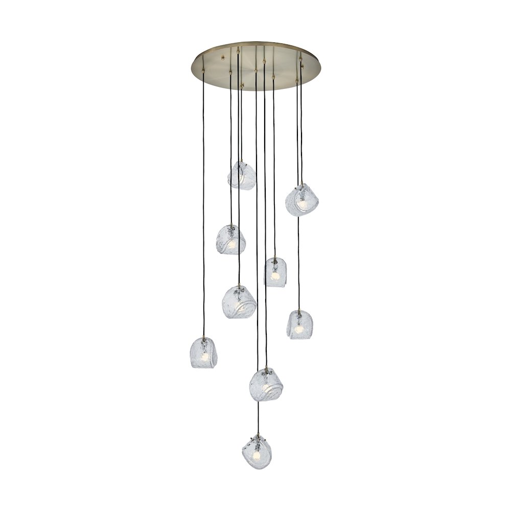 Pallina 32-in 9 Light (40-watt) Winter Brass Chandelier. Picture 1