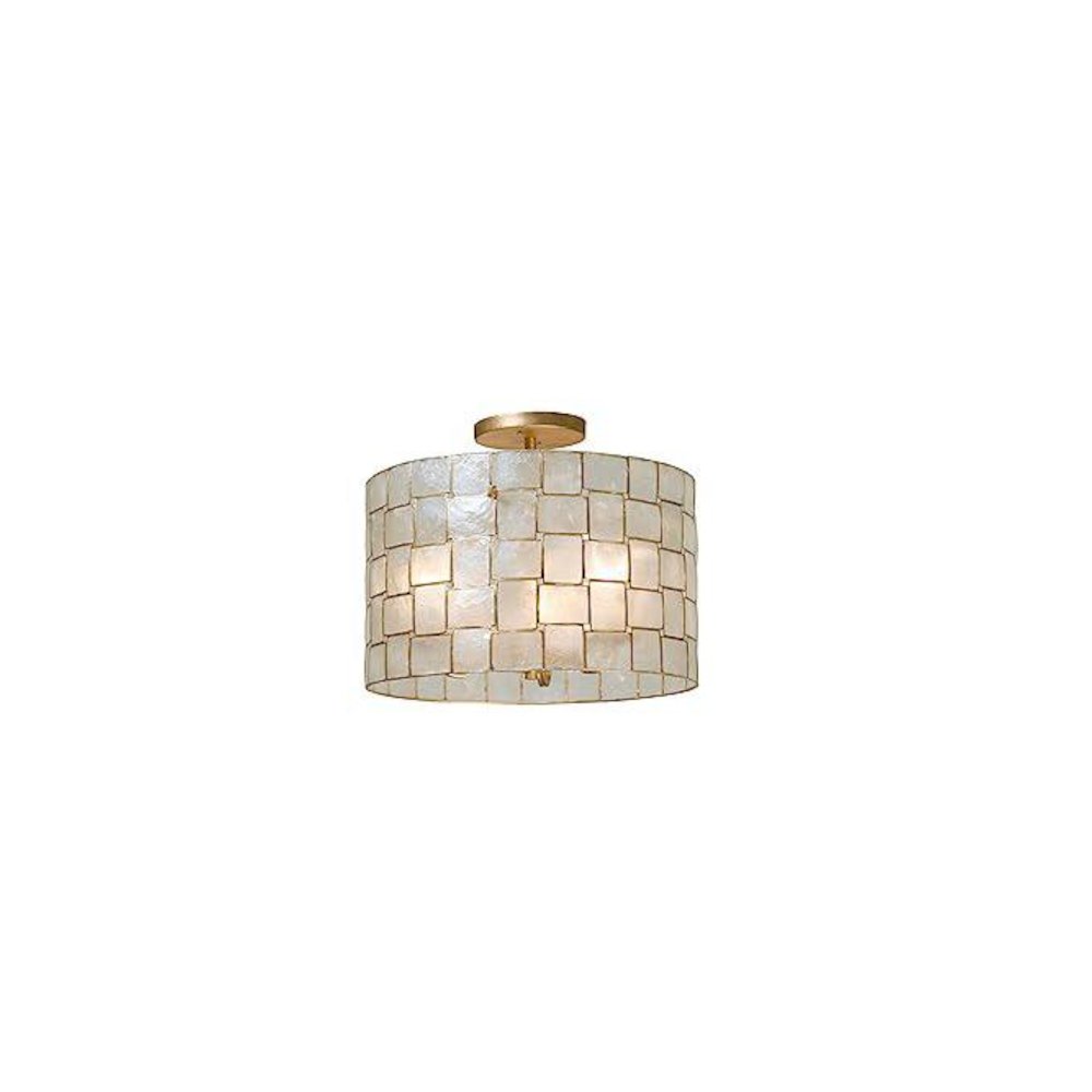 Oxidized Gold Leaf Capiz Shell Semi Flush Mount, Belen Kox. Picture 1