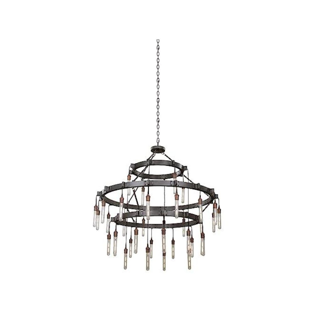 Matte Gun Metal 36-Light 3 Tier Industrial Chandelier, Belen Kox. Picture 1