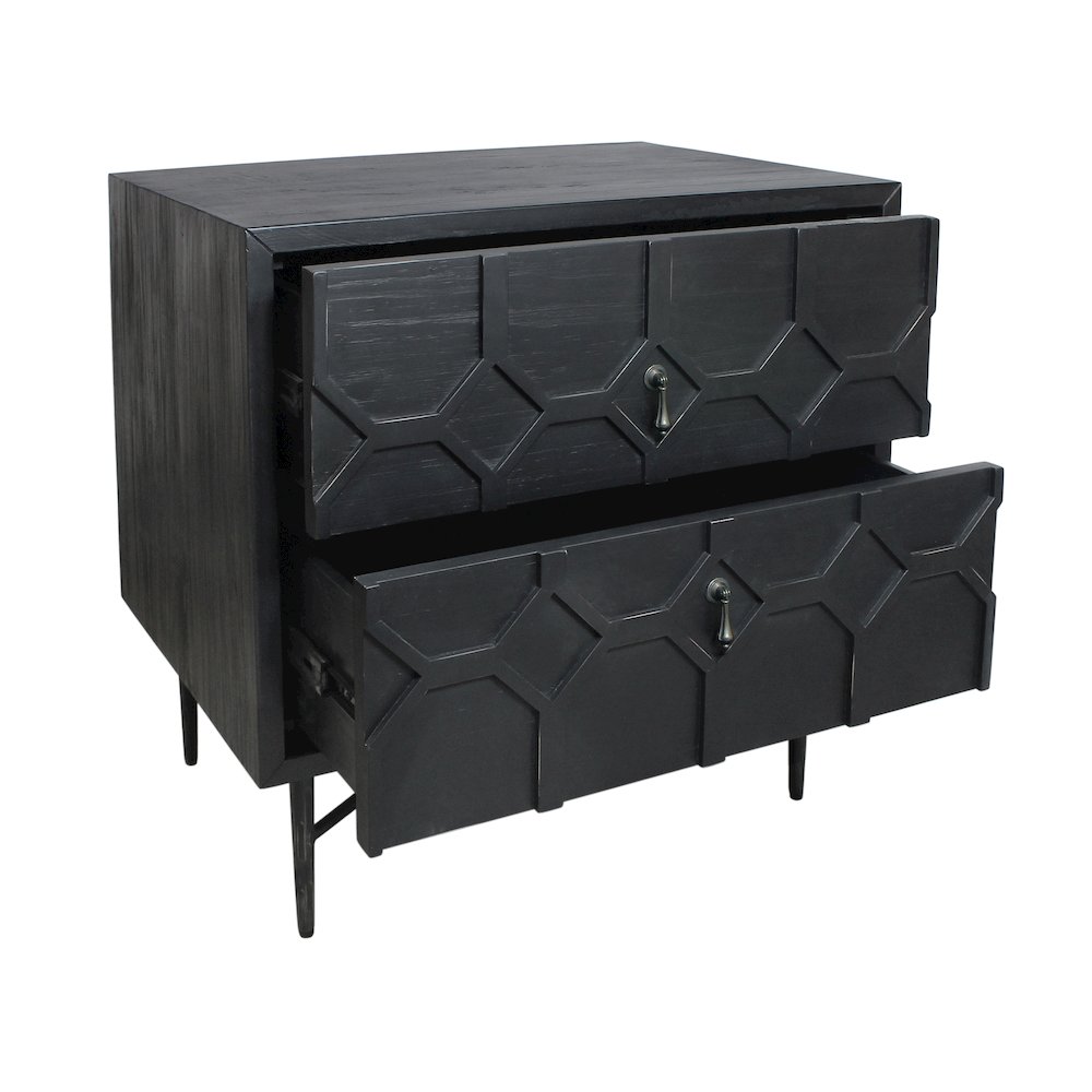Samara 2-Drawer Small Nightstand - Black. Picture 5