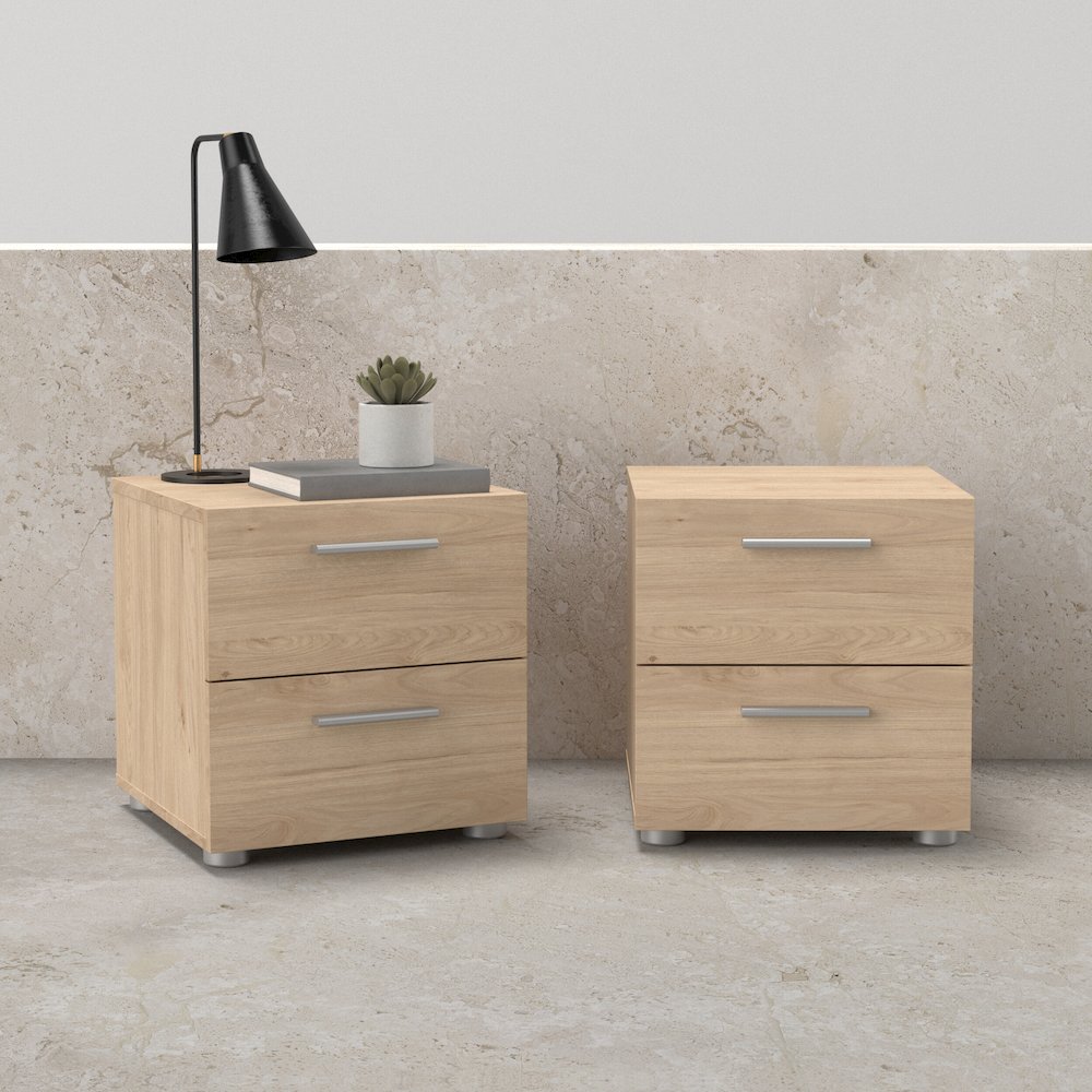 Austin 2 Drawer Nightstand - Set of 2, Jackson Hickory. Picture 3
