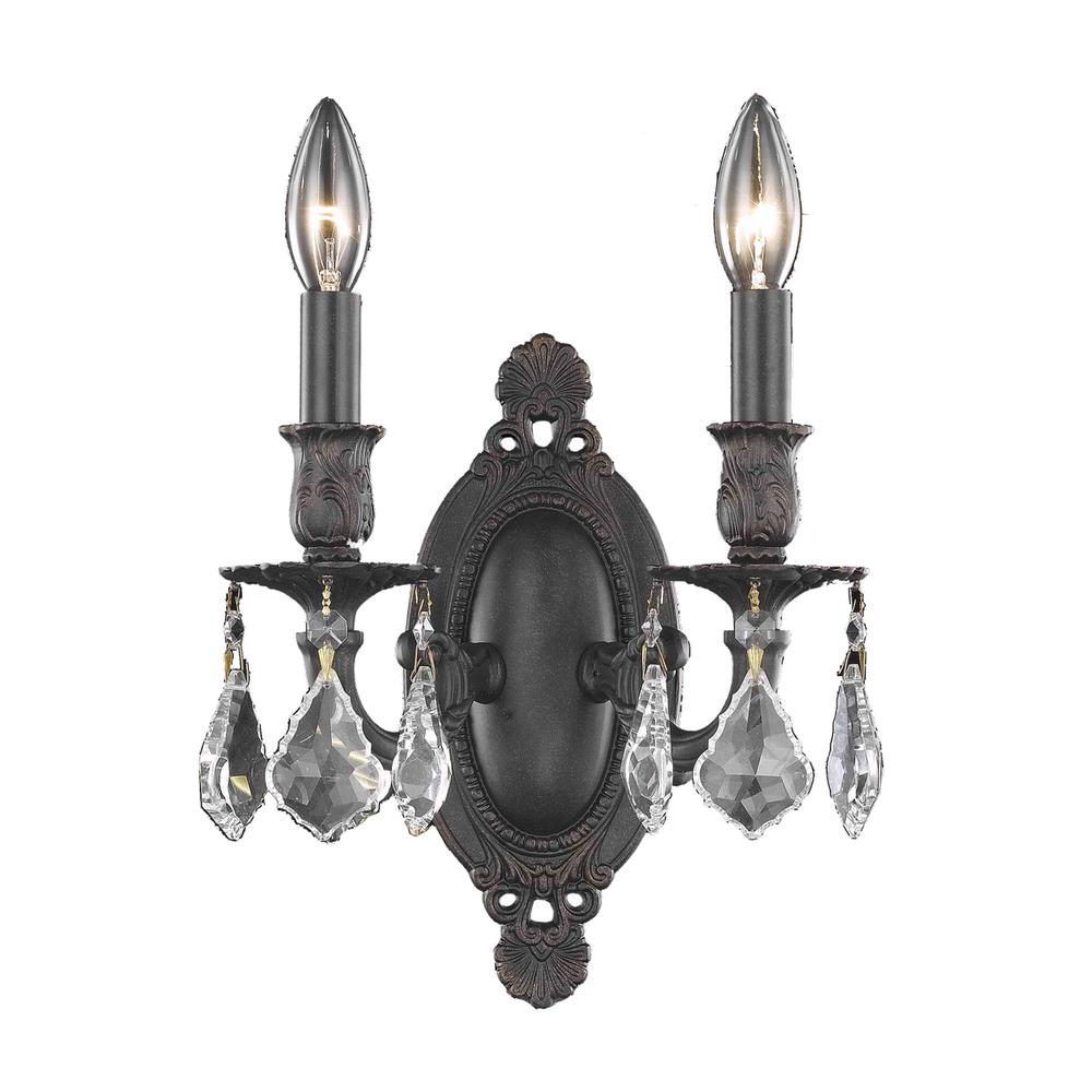 Rosalia 2 light Dark Bronze Wall Sconce Clear Royal Cut Crystal. Picture 1