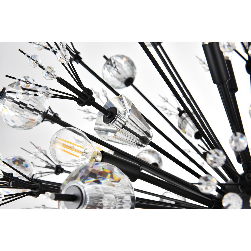 Vera 44 inch three tiers crystal starburst chandelier in black. Picture 5