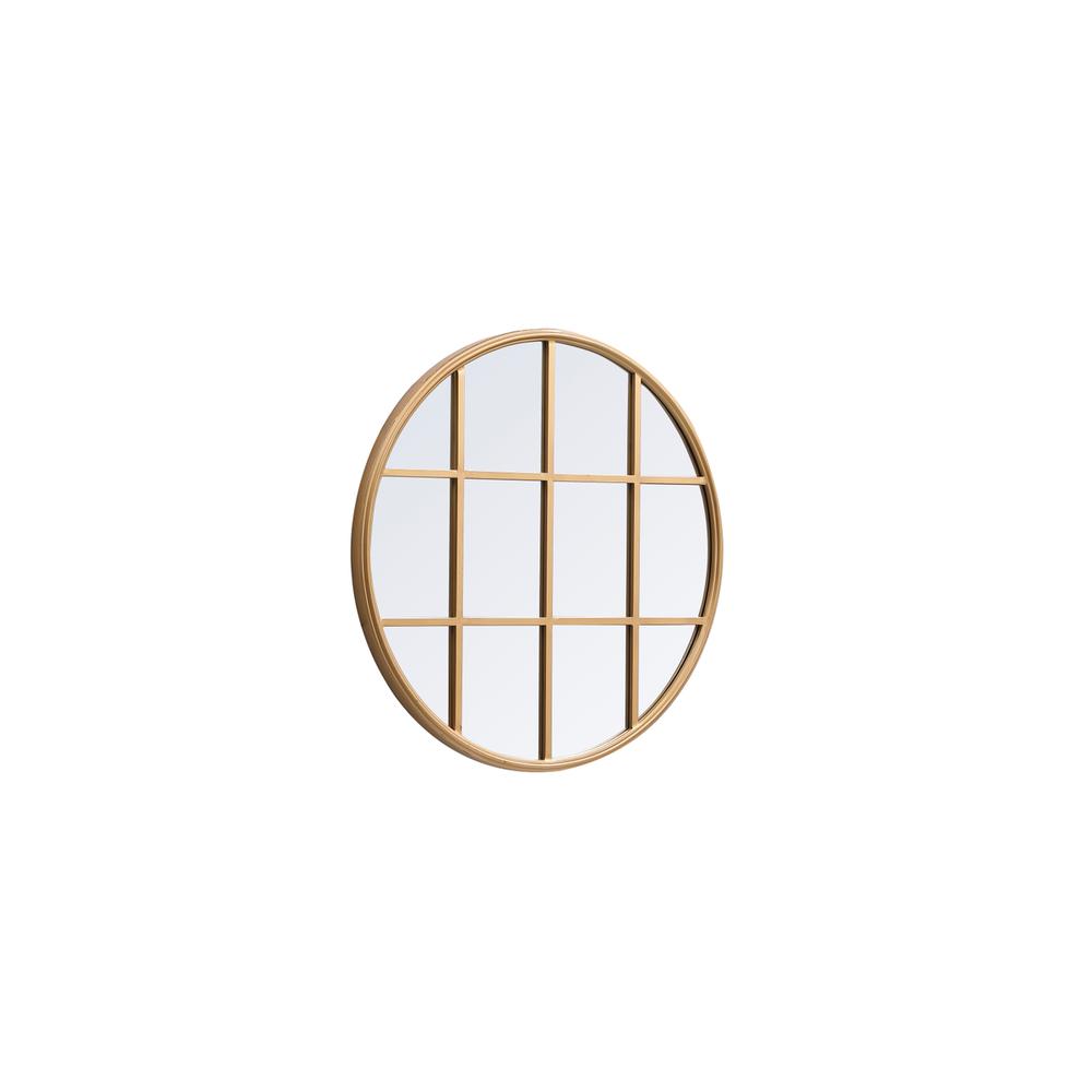 Metal windowpane mirror 28 inch x 28 inch in Brass. Picture 5