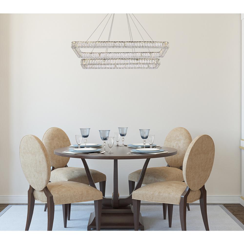 Monroe 50 inch LED double rectangle pendant in chrome. Picture 7