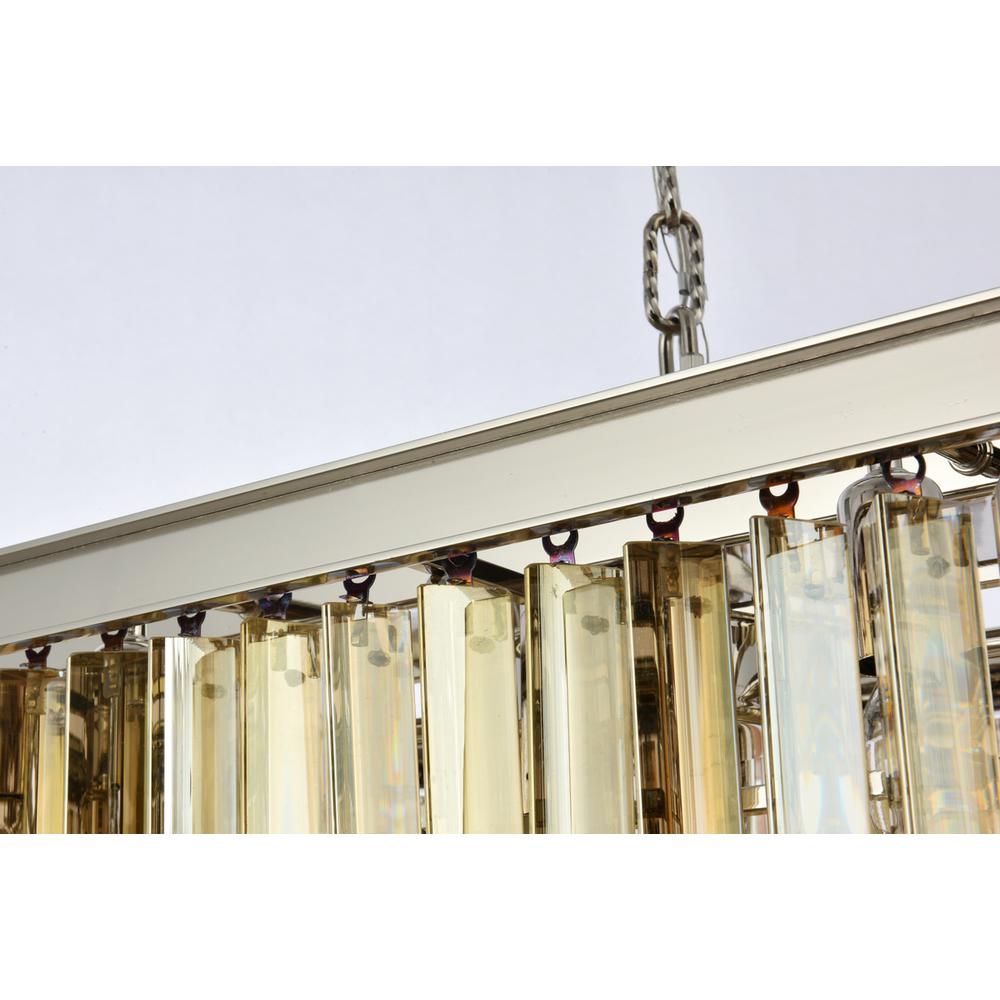 Sydney 12 light polished nickel Chandelier Golden Teak (Smoky) Royal Cut Crystal. Picture 5