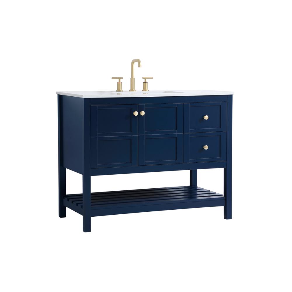 42 inch Single Bathroom Vanity in Blue. Picture 6
