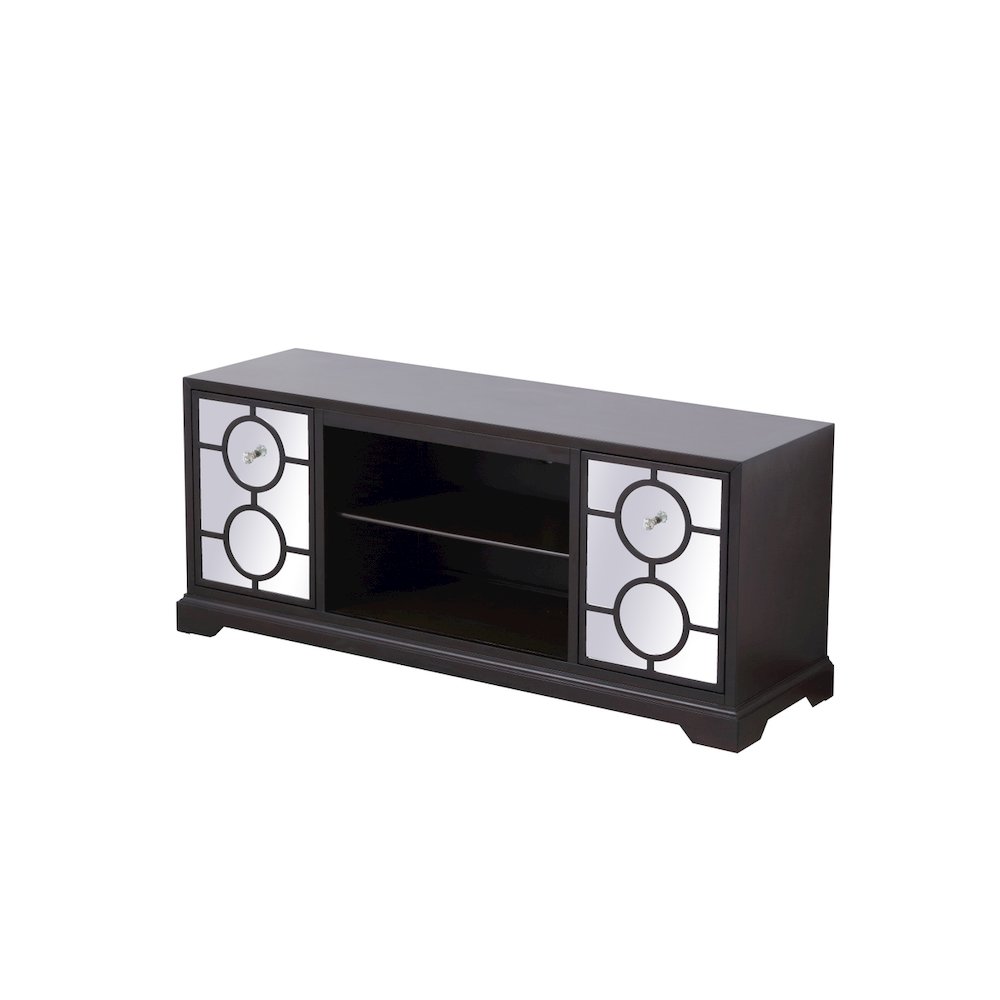 60 In. Mirrored Tv Cabinet Stand In Dark Walnut. Picture 7